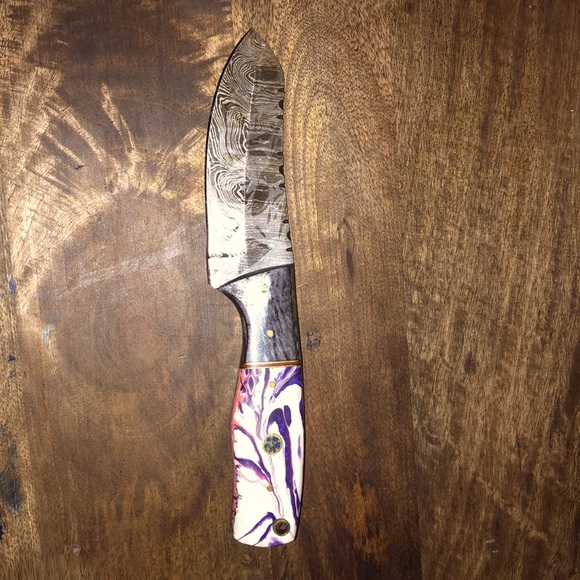 Other - Damascus Knife Full Tang Corain and Wood Handle NWOT